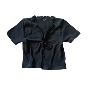 Black Short Sleeve Cardigan